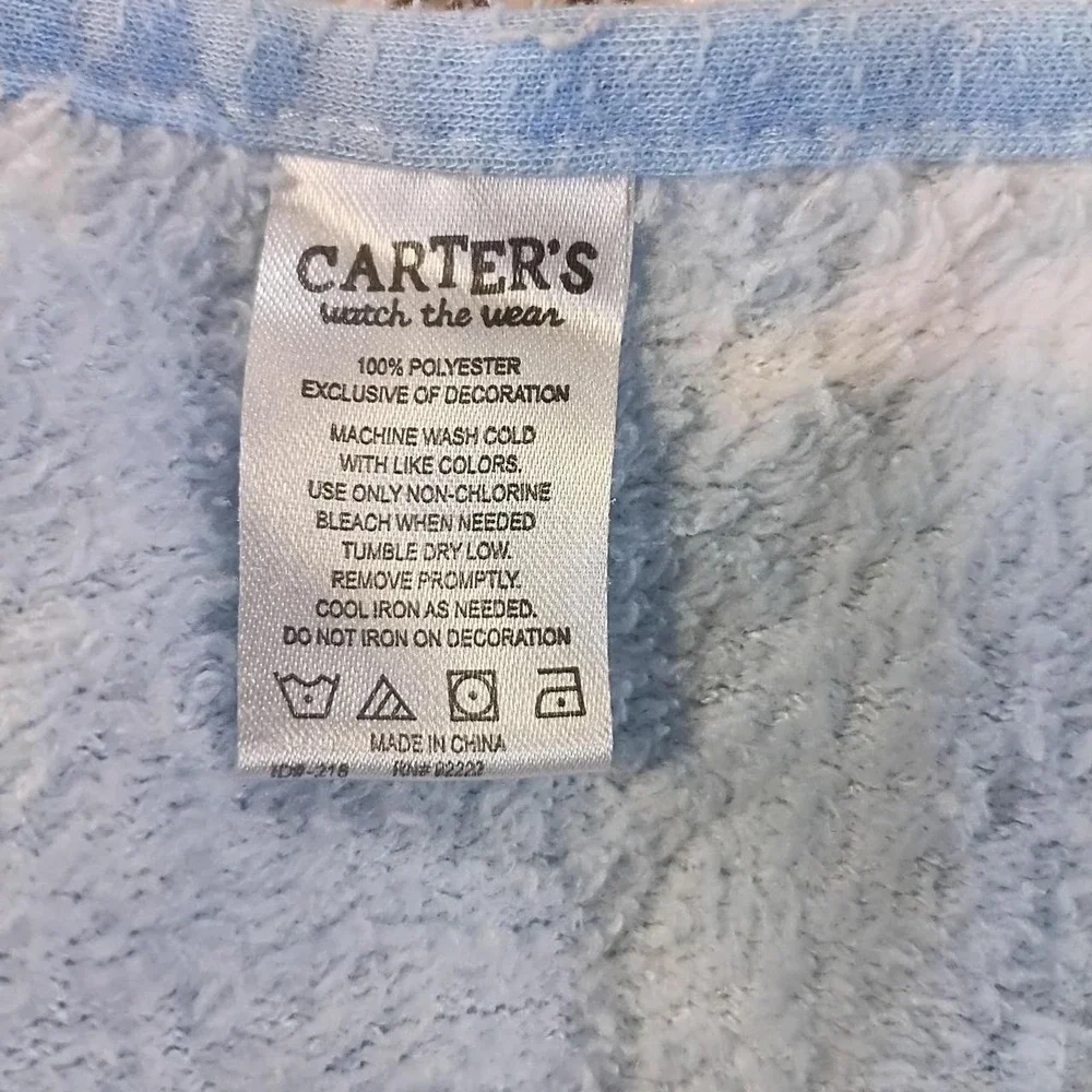 Carter's Watch The Wear Baby Blue Polyester Blanket White Repeating 'BABY' Text
